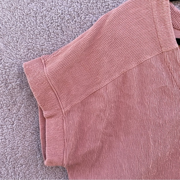 Madewell Blush Pink Ottoman Jacquard V-Neck Boxy Top Sz XL - Picture 2 of 8